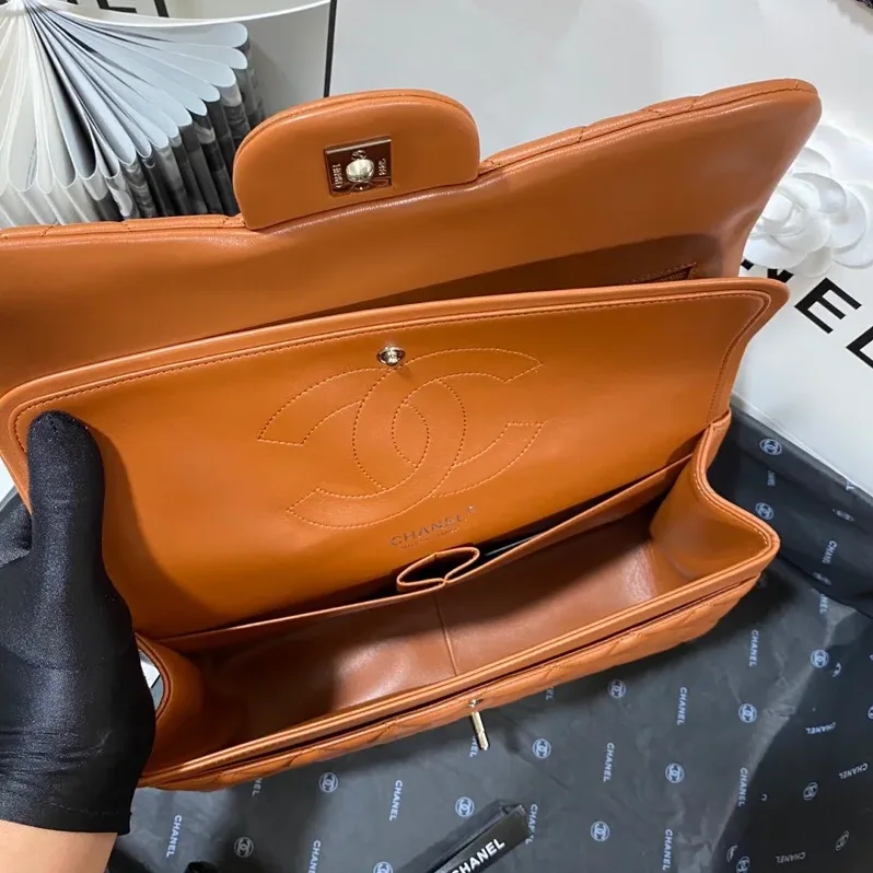 Chanel Classic Double Flap Bag Large Crossbody in Brown Silver Hardware Chanel Classic Double Flap Bag Large Crossbody in Brown Silver Hardware