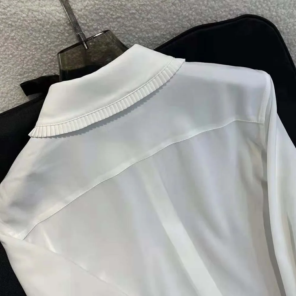 Celine Cropped Romy Shirt in Silk Crepe for Women