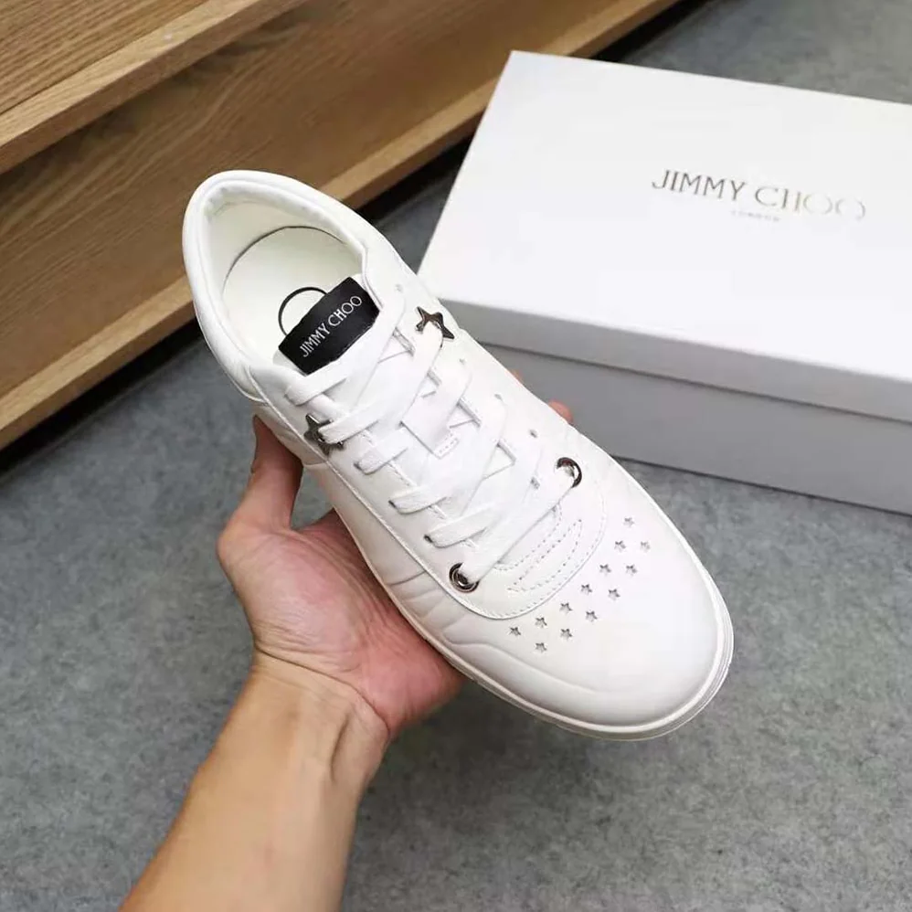 Jimmy Choo Hawaii/M White Calf Leather Lace for Men in Up Trainers