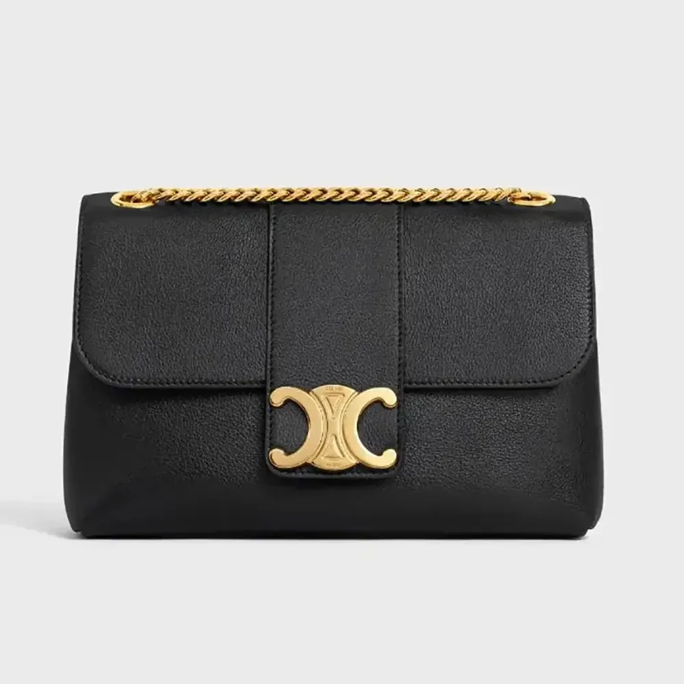 Celine Medium Celine Victoire Bag in Supple Calfskin-Black 15853FDU.38NO for Women