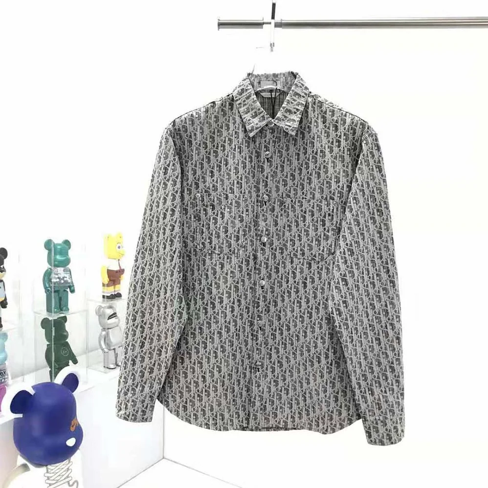 Dior Dior Oblique Overshirt Black and White Cotton Denim for Men