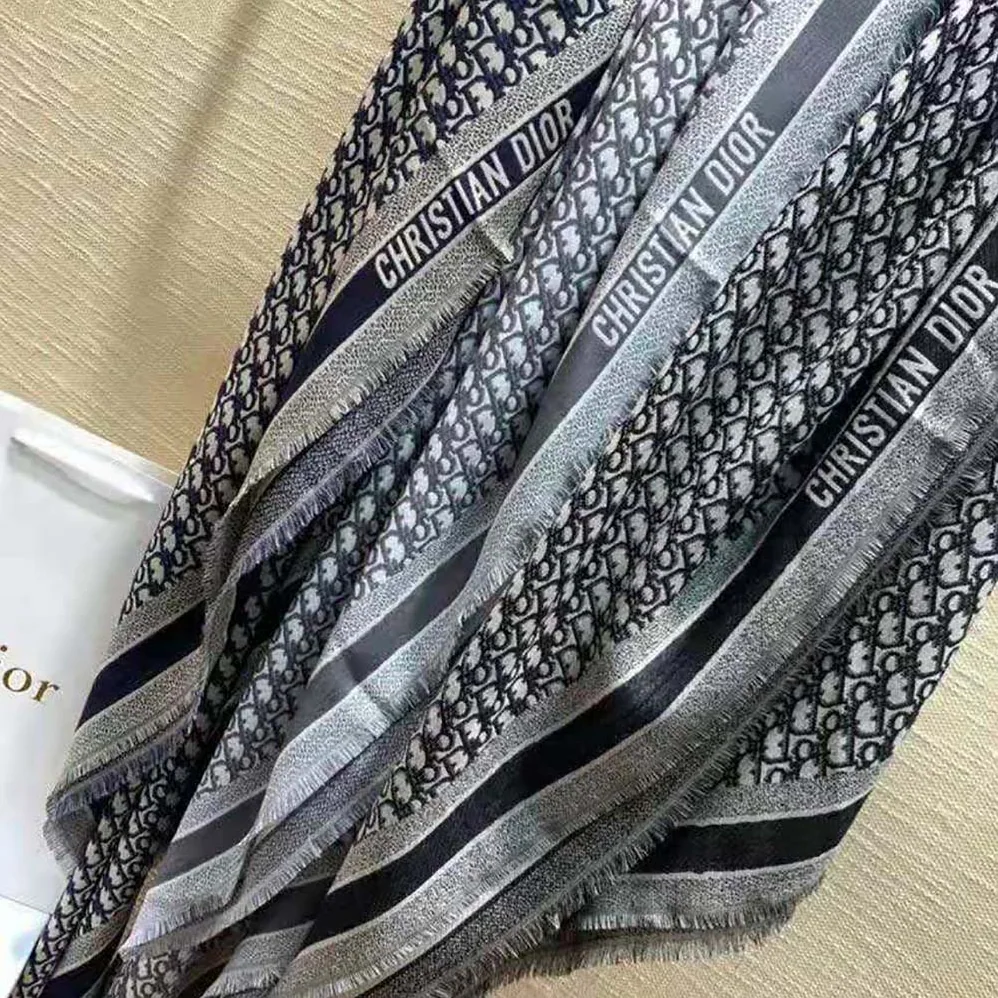 Dior Oblique Shawl Gray Wool Silk and Cotton for Unisex Dior Oblique Shawl Gray Wool Silk and Cotton for Unisex