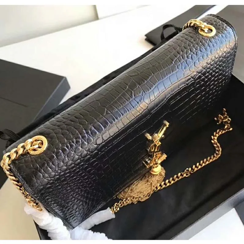 Saint Laurent YSL Kate Small Tassel Embossed Crocodile Shiny for Women in Gold Saint Laurent YSL Kate Small Tassel Embossed Crocodile Shiny for Women in Gold