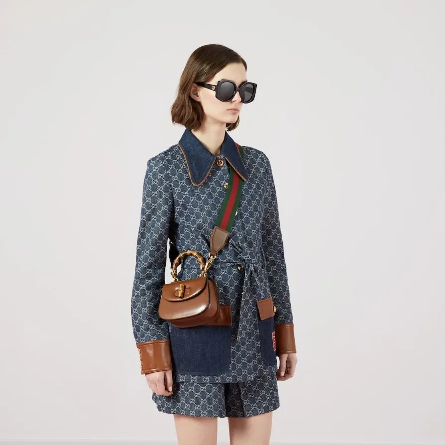 Gucci Bamboo 1947 Mini Top Handle Bag in Brown Gold Hardware