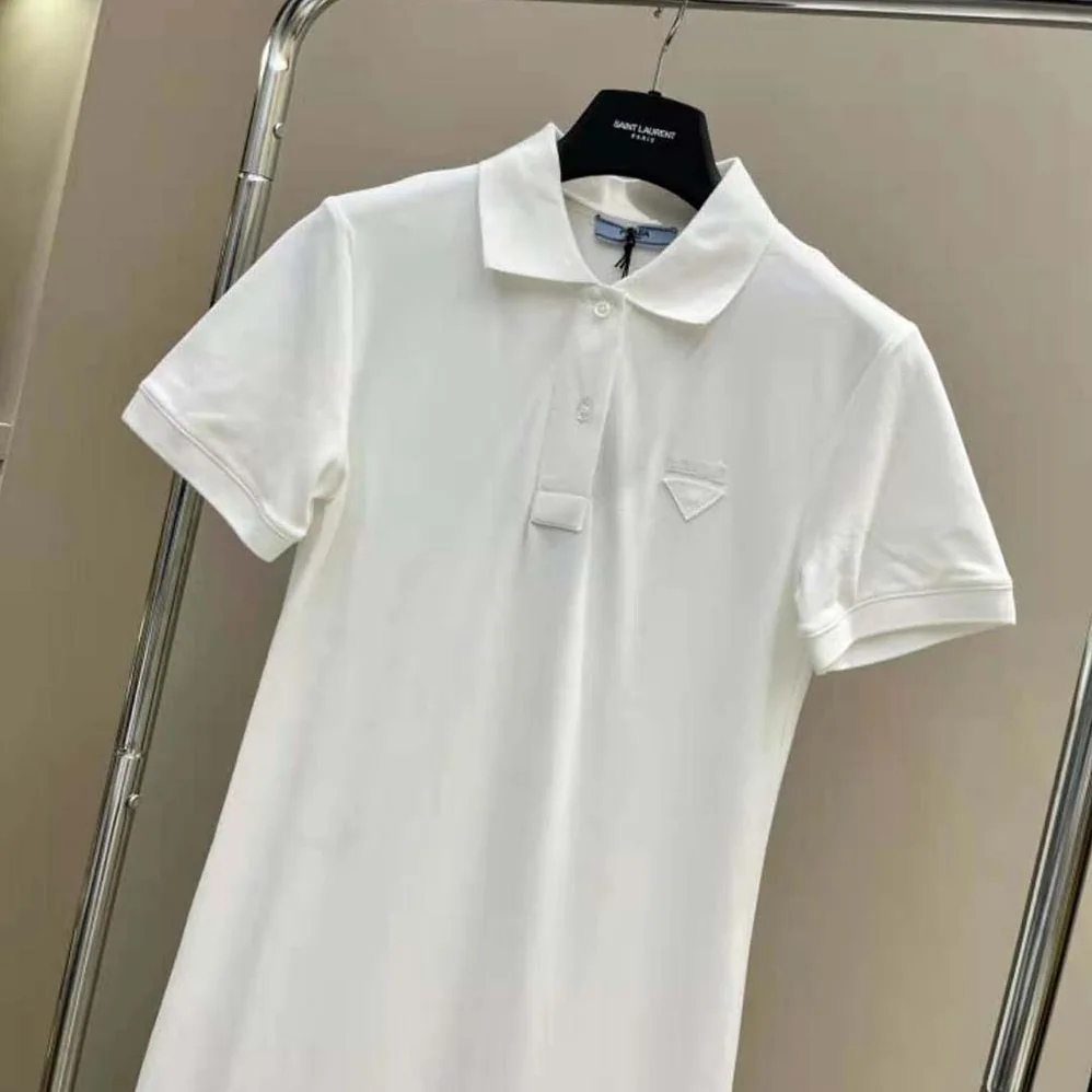 Prada Piqué Midi-dress with Fabric Triangle Logo for Women in White