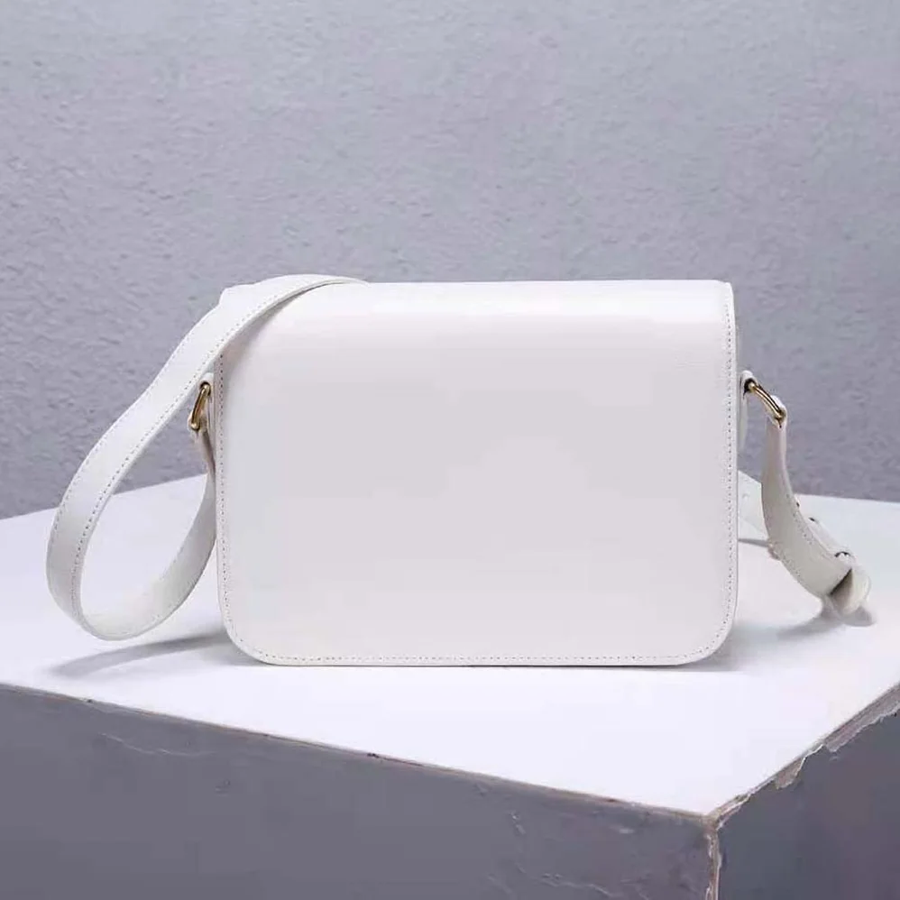 Celine Medium Triomphe Bag in Shiny Calfskin for Women in White Celine Medium Triomphe Bag in Shiny Calfskin for Women in White