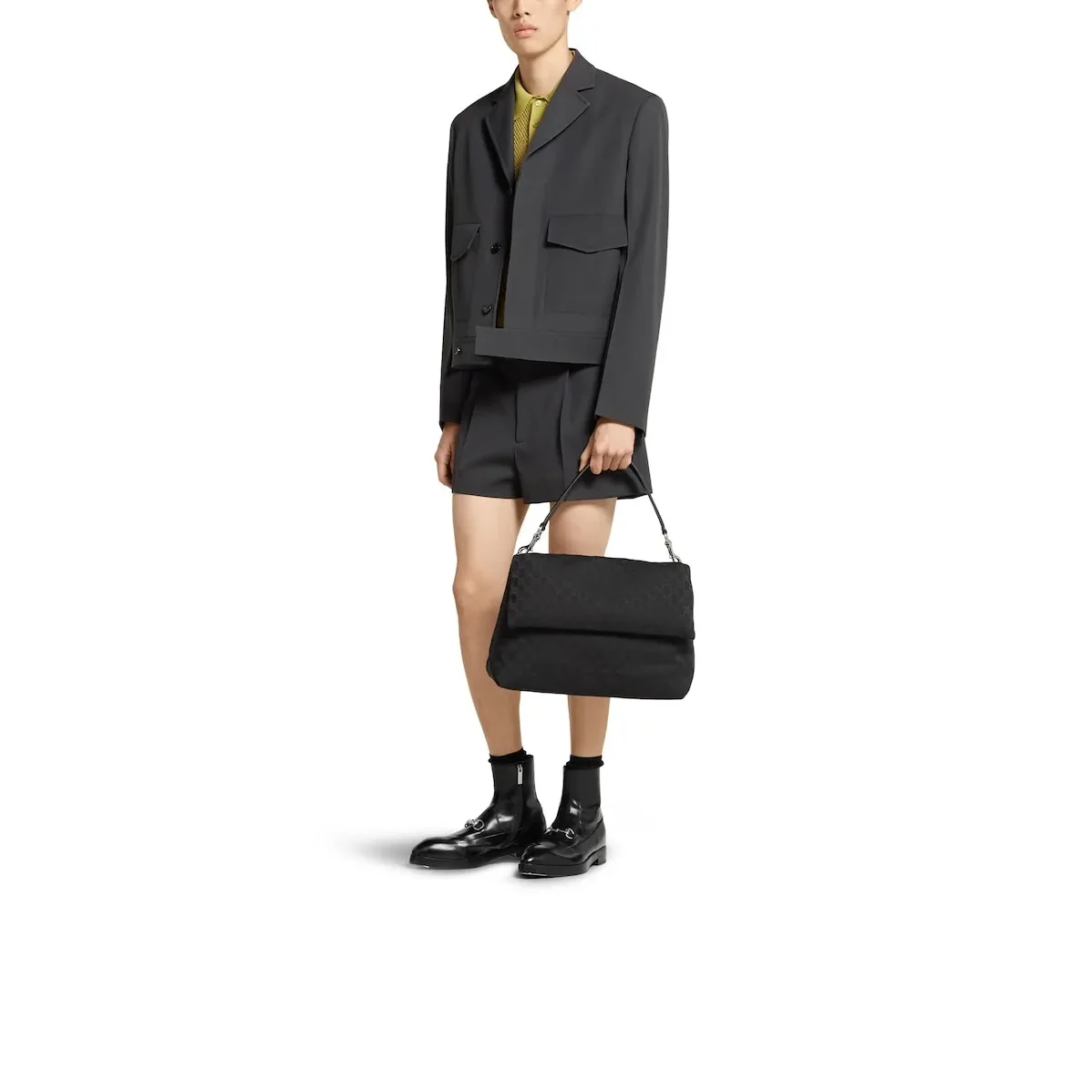 Gucci Medium GG Crossbody Bag With Web Black / Gucci Medium GG Crossbody Bag With Web Black /