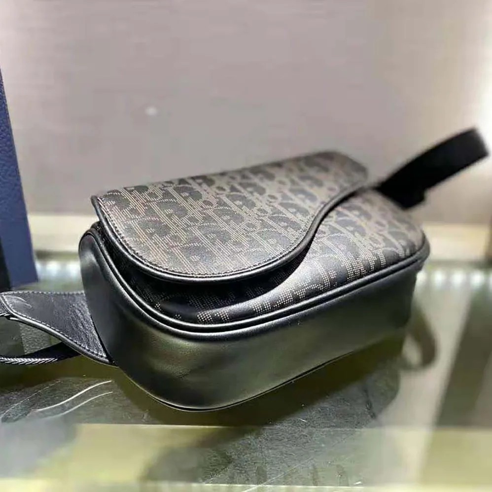 Dior World Tour Saddle Belt Bag Dior Oblique Galaxy Leather for Men in Black