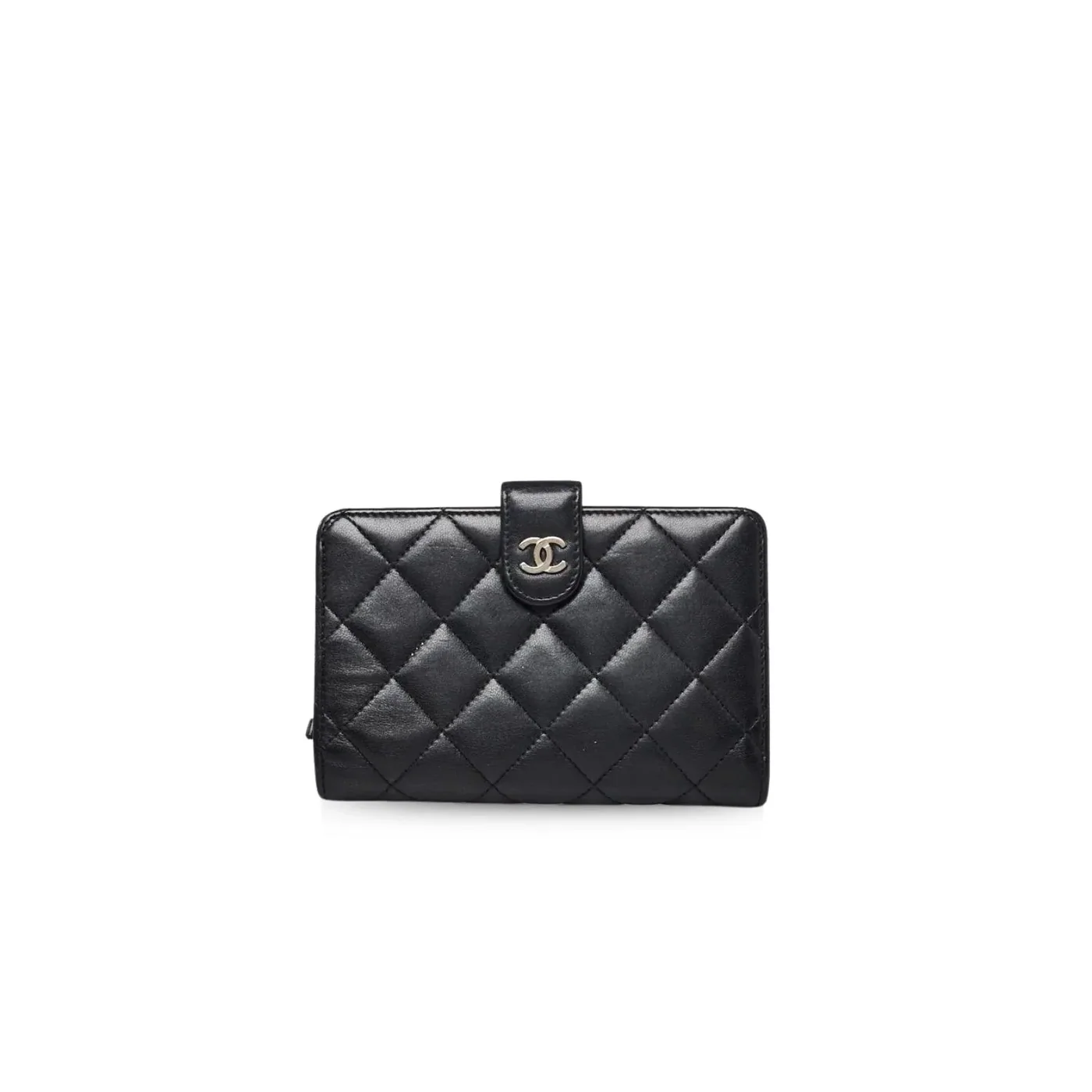 Chanel CC Lambskin Wallet Silver Hardware Black / Chanel CC Lambskin Wallet Silver Hardware Black /
