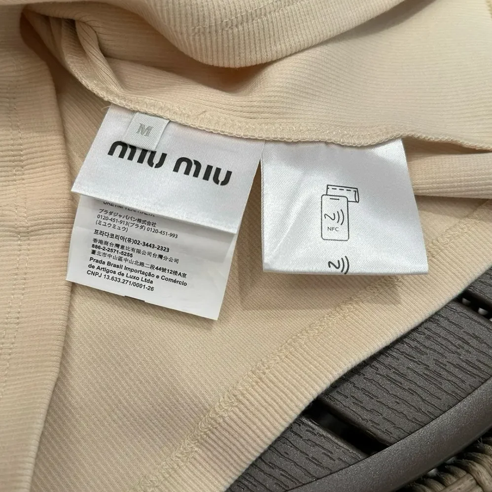 Miu Miu Garment-dyed Ribbed Knit Jersey Top for Women Miu Miu Garment-dyed Ribbed Knit Jersey Top for Women