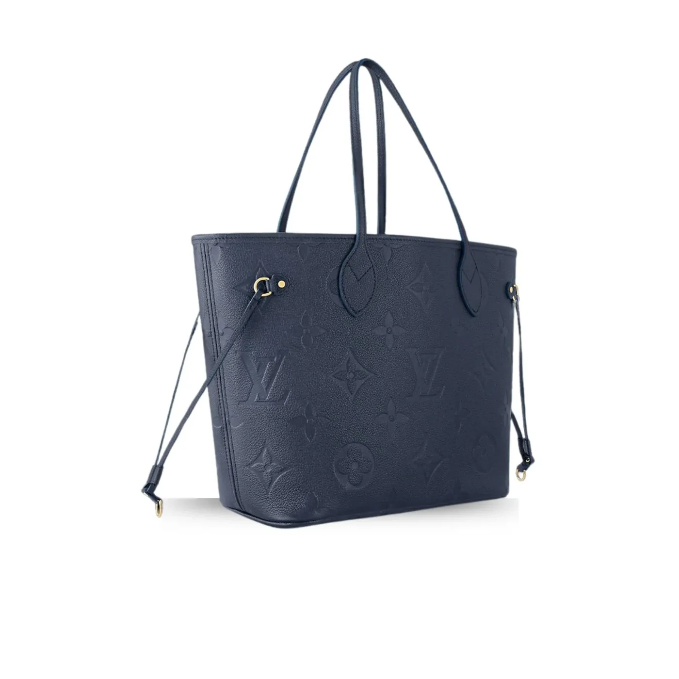 Louis Vuitton Neverfull MM Tote Bag / Navy Blue Monogram Empreinte Gold Hardware Louis Vuitton Neverfull MM Tote Bag / Navy Blue Monogram Empreinte Gold Hardware