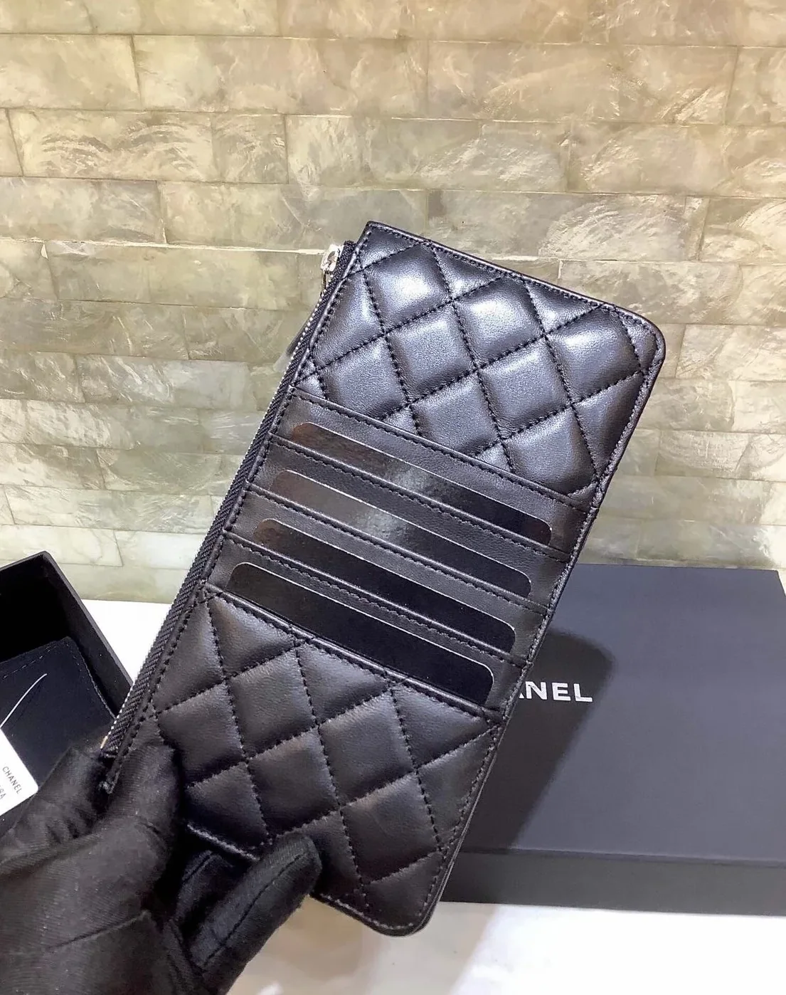 Chanel CO-CO Mini Pouch Wallet in Black , /, with Silver Hardware