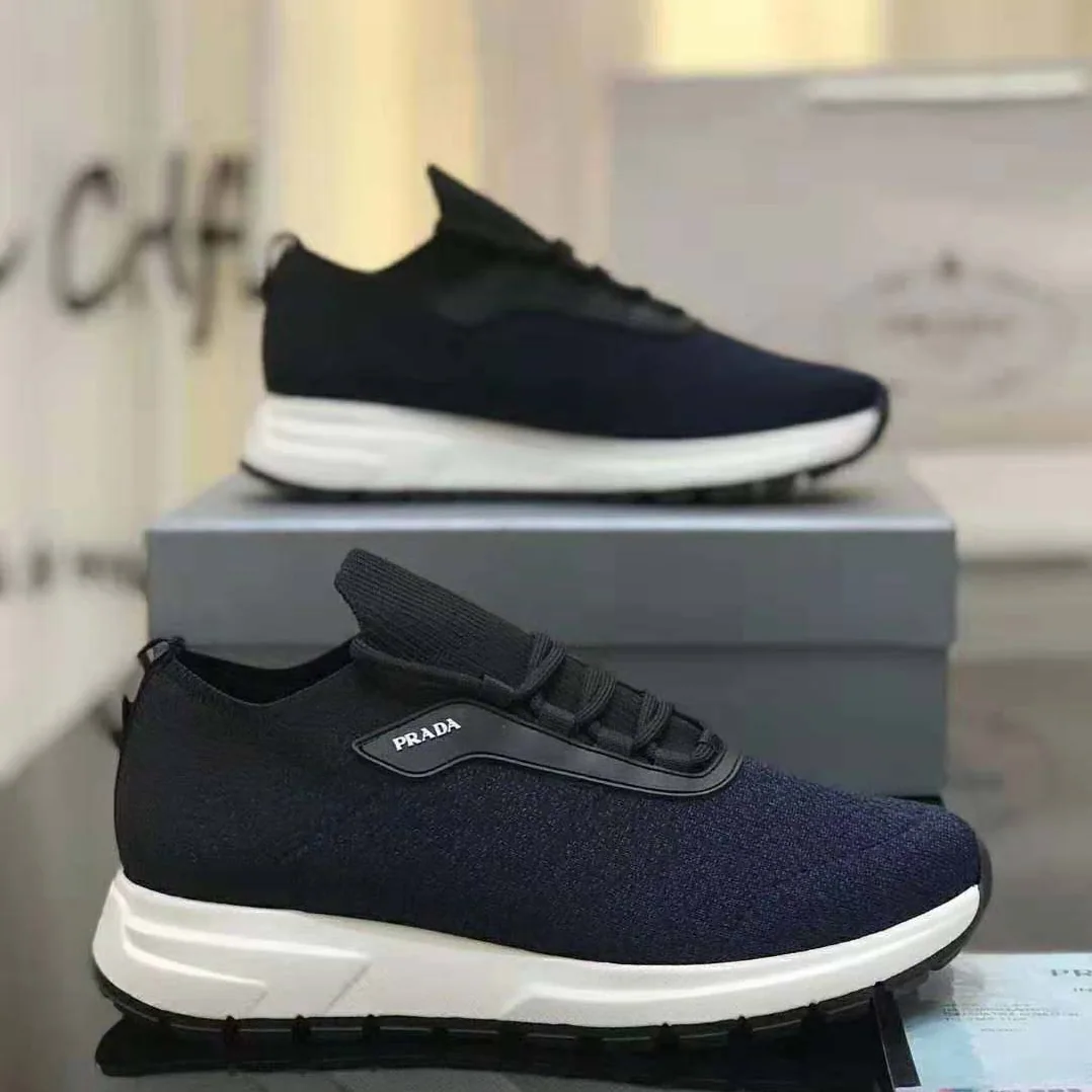 Prada PRAX 01 Knit Fabric Sneakers for Men in Navy Prada PRAX 01 Knit Fabric Sneakers for Men in Navy