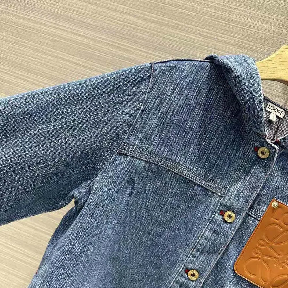 Loewe Cropped Workwear Jacket in Denim for Women Loewe Cropped Workwear Jacket in Denim for Women