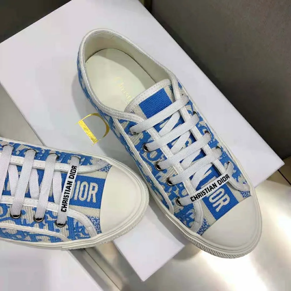 Dior Walk'N'Dior Sneaker Cornflower Blue Dior Oblique Embroidered Cotton for Women Dior Walk'N'Dior Sneaker Cornflower Blue Dior Oblique Embroidered Cotton for Women