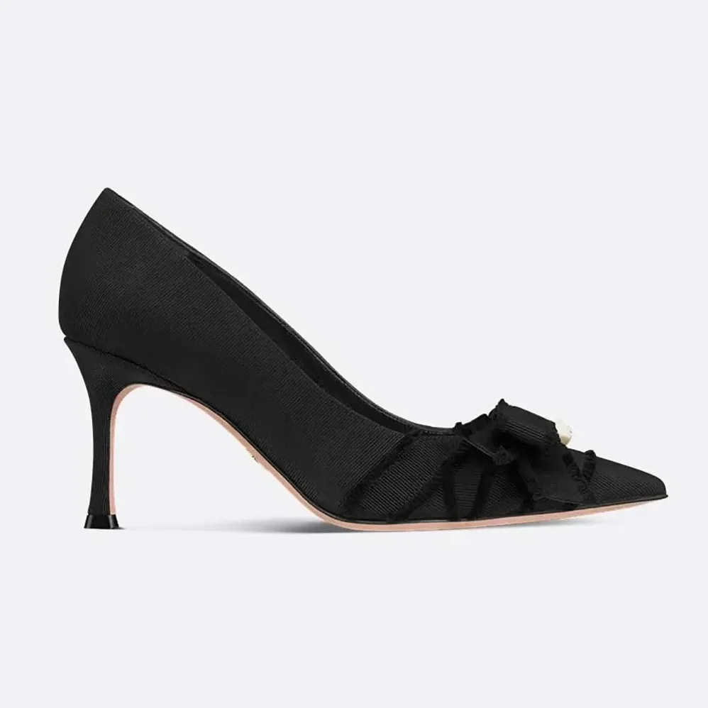 Dior Adiorable Pump Black Fringed Grosgrain for Women