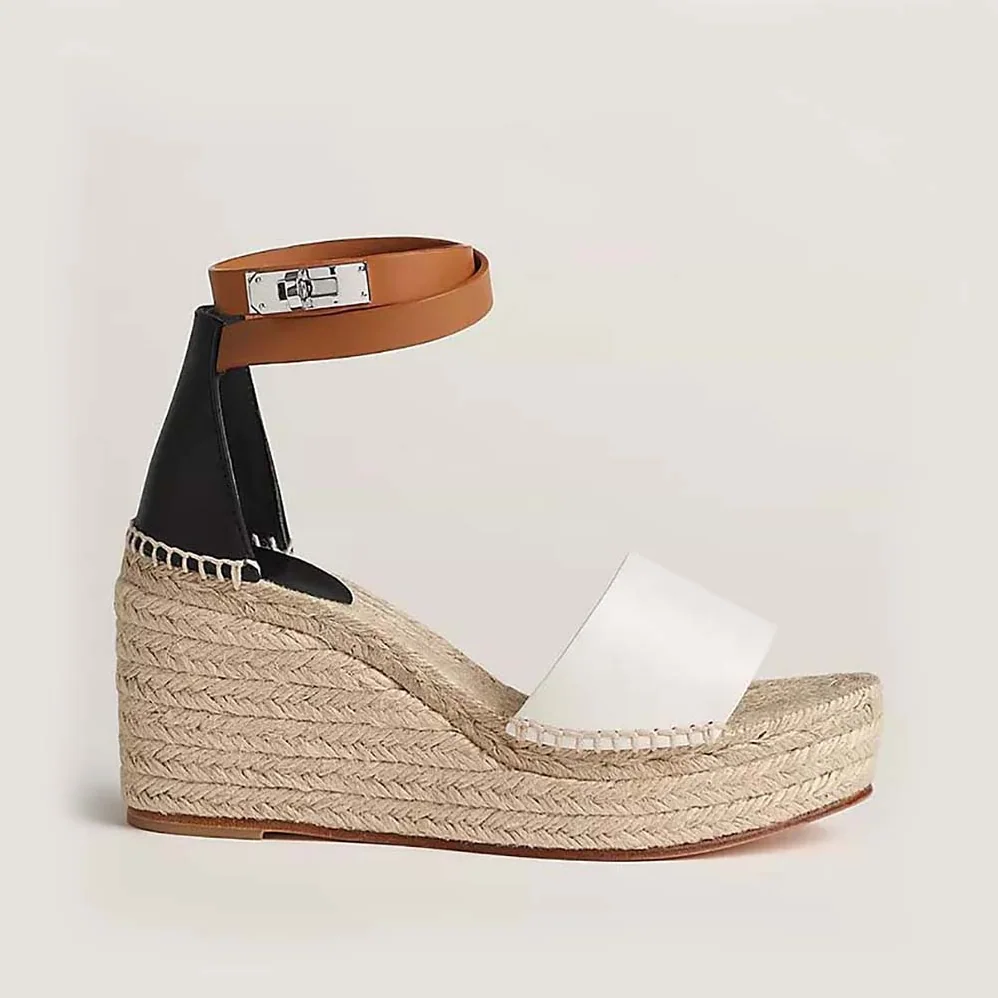 Hermes Tipoli Espadrille in Calfskin with Wrap-Around Ankle Strap for Women in Brown