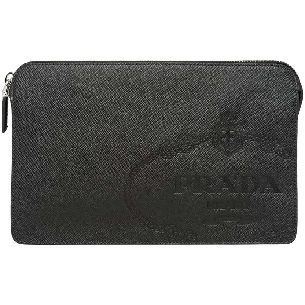 Prada Saffiano Leather Hand Bag for Men in Black Prada Saffiano Leather Hand Bag for Men in Black