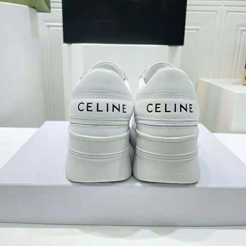 Celine Block Sneakers with Wedge Outsole in Calfskin for Women in White