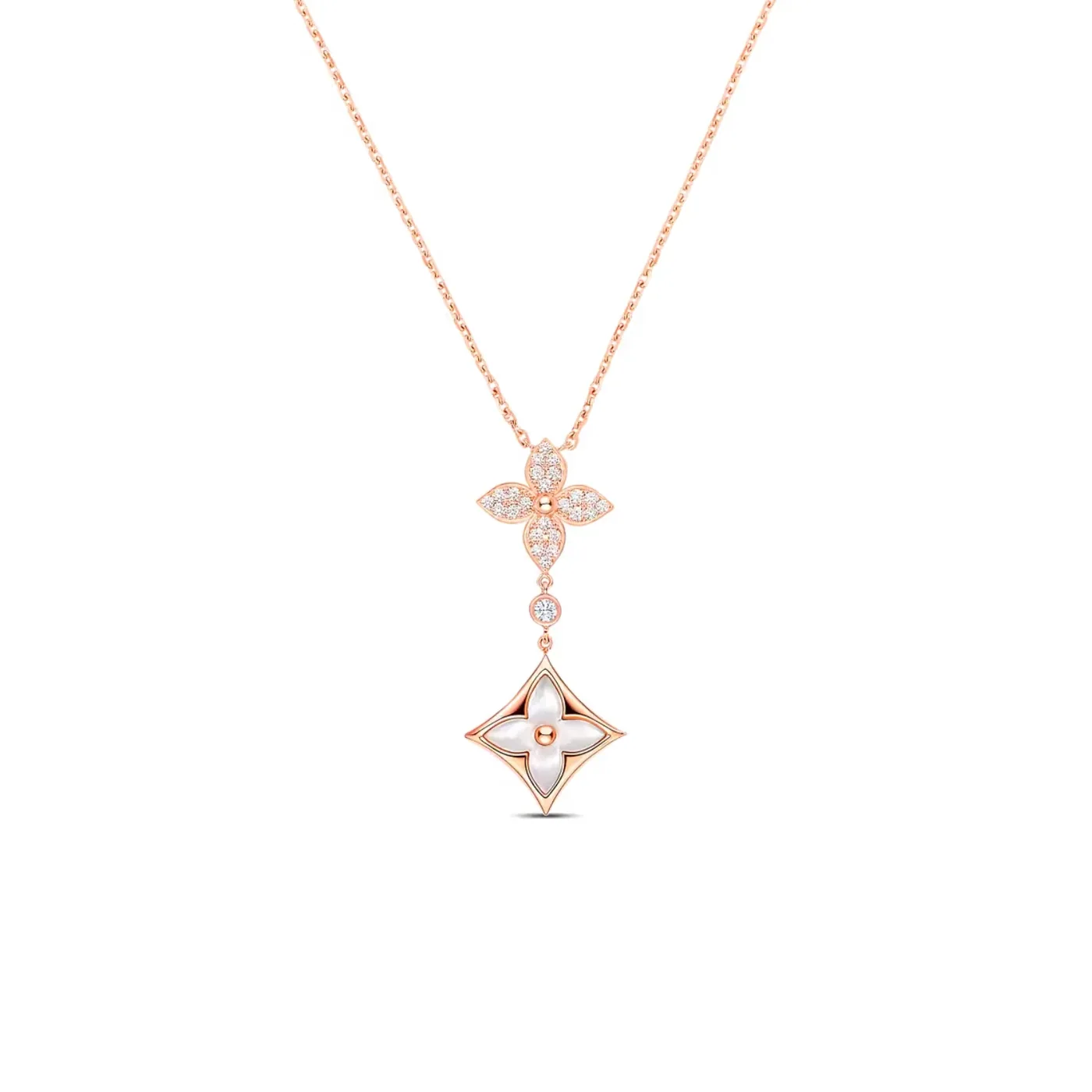 Louis Vuitton Color Blossom Double Star Pendant Necklace Pink in Toned