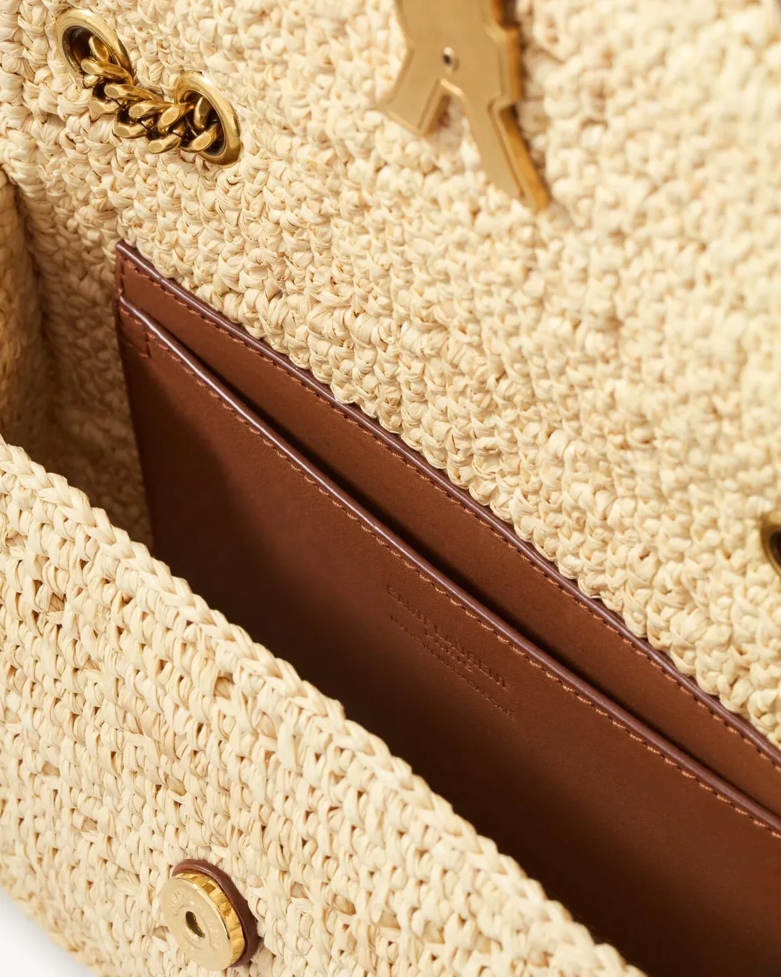 Saint Laurent Loulou Mini Shoulder Bag in Beige Raffia Gold Hardware Saint Laurent Loulou Mini Shoulder Bag in Beige Raffia Gold Hardware