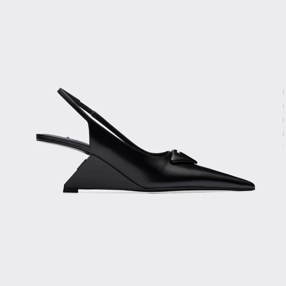 Prada Brushed Leather Slingback Pumps in 65mm Heel for Women in Black Prada Brushed Leather Slingback Pumps in 65mm Heel for Women in Black