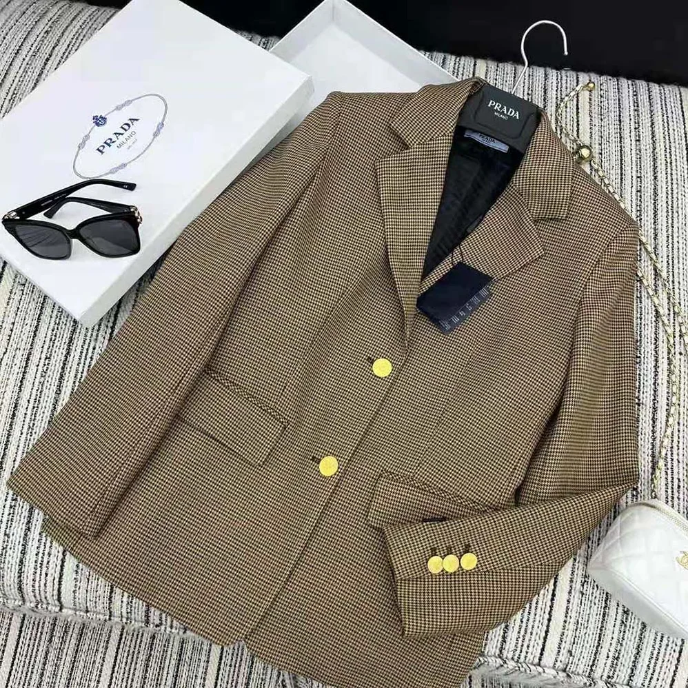 Prada Single for Women in breasted Houndstooth Check Jacket Prada Single for Women in breasted Houndstooth Check Jacket