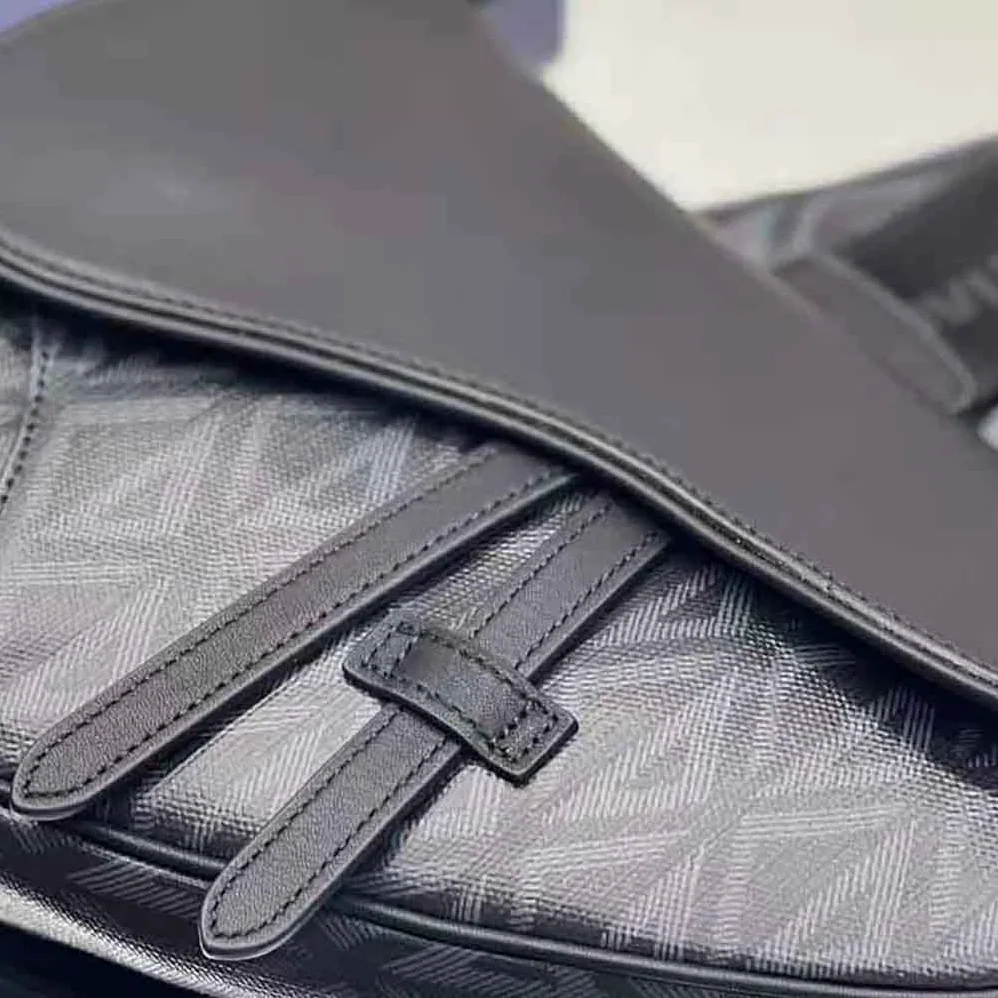 Dior Saddle Bag Black CD Diamond Canvas and Smooth Calfskin for Men