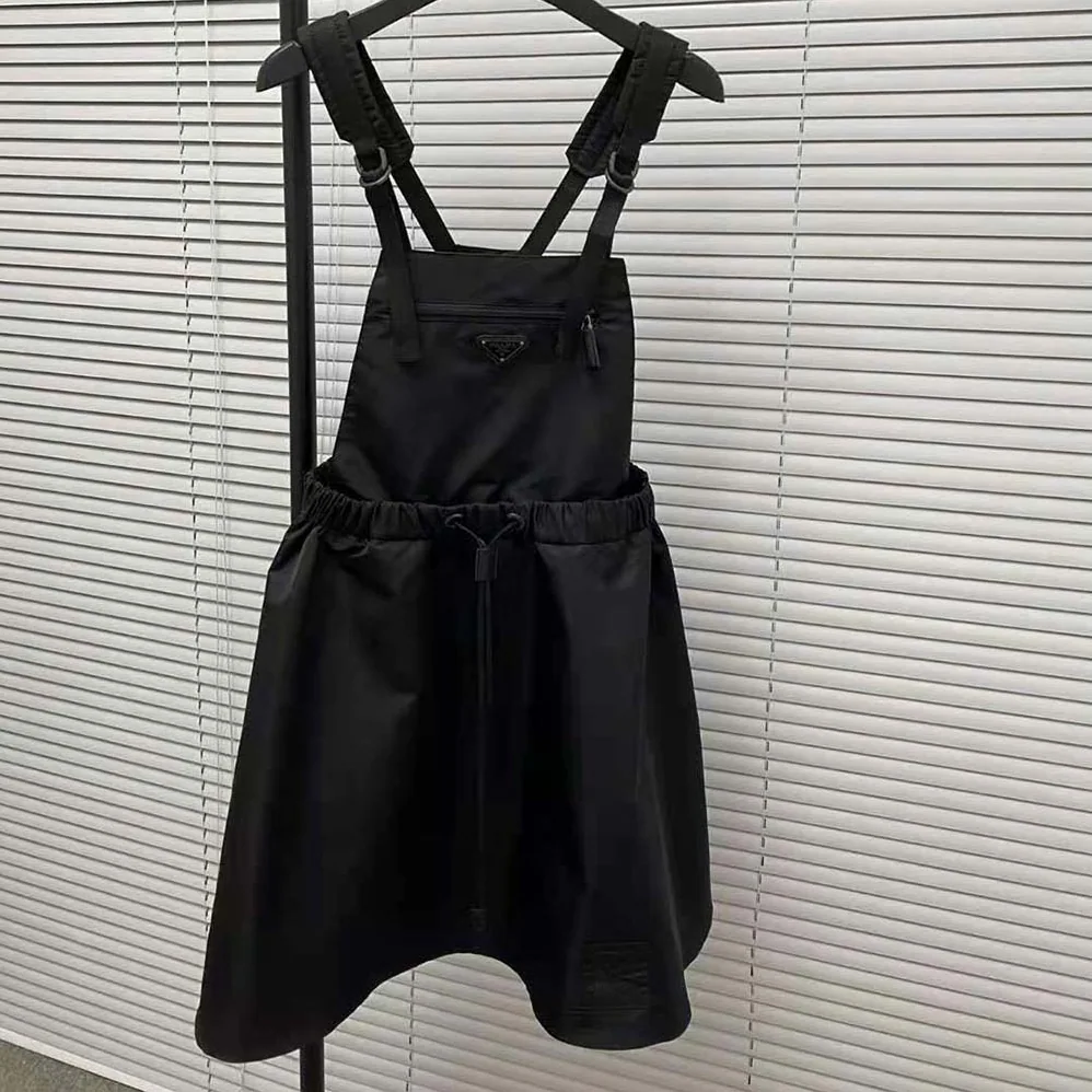 Prada Re-Nylon Gabardine Pinafore Dress for Women in Black Prada Re-Nylon Gabardine Pinafore Dress for Women in Black