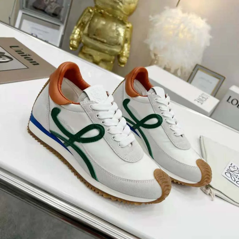 Loewe Flow Runner in Nylon and Calfskin for Women in Green Loewe Flow Runner in Nylon and Calfskin for Women in Green