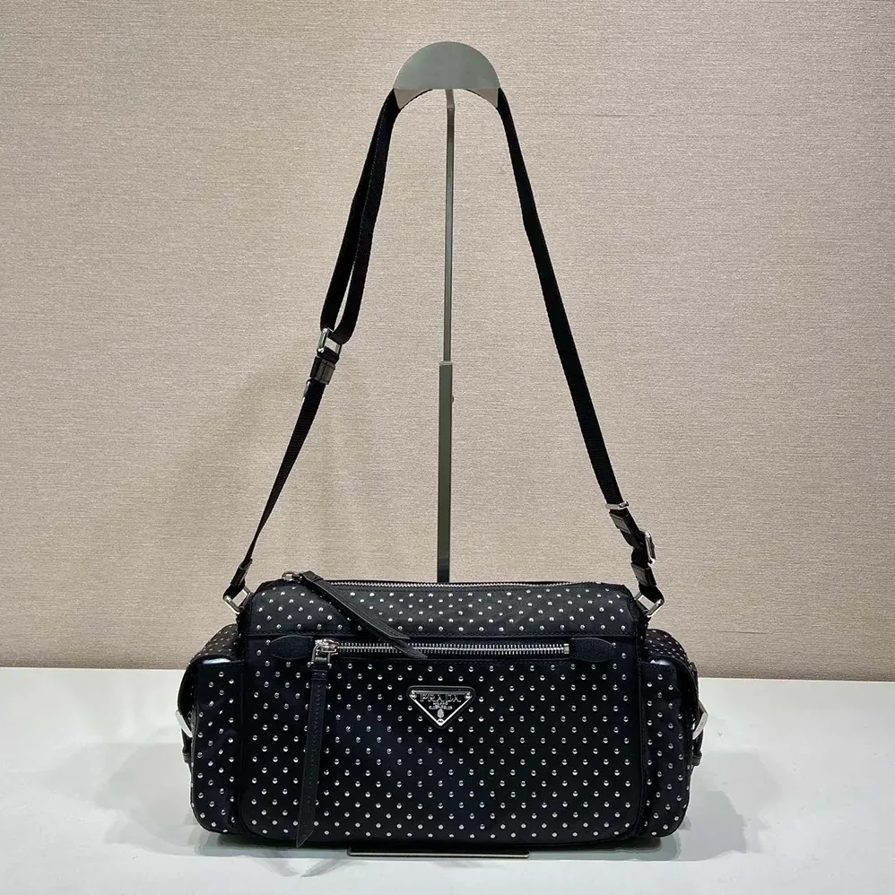 Prada Re for Women in Nylon Bag with Studs Prada Re for Women in Nylon Bag with Studs