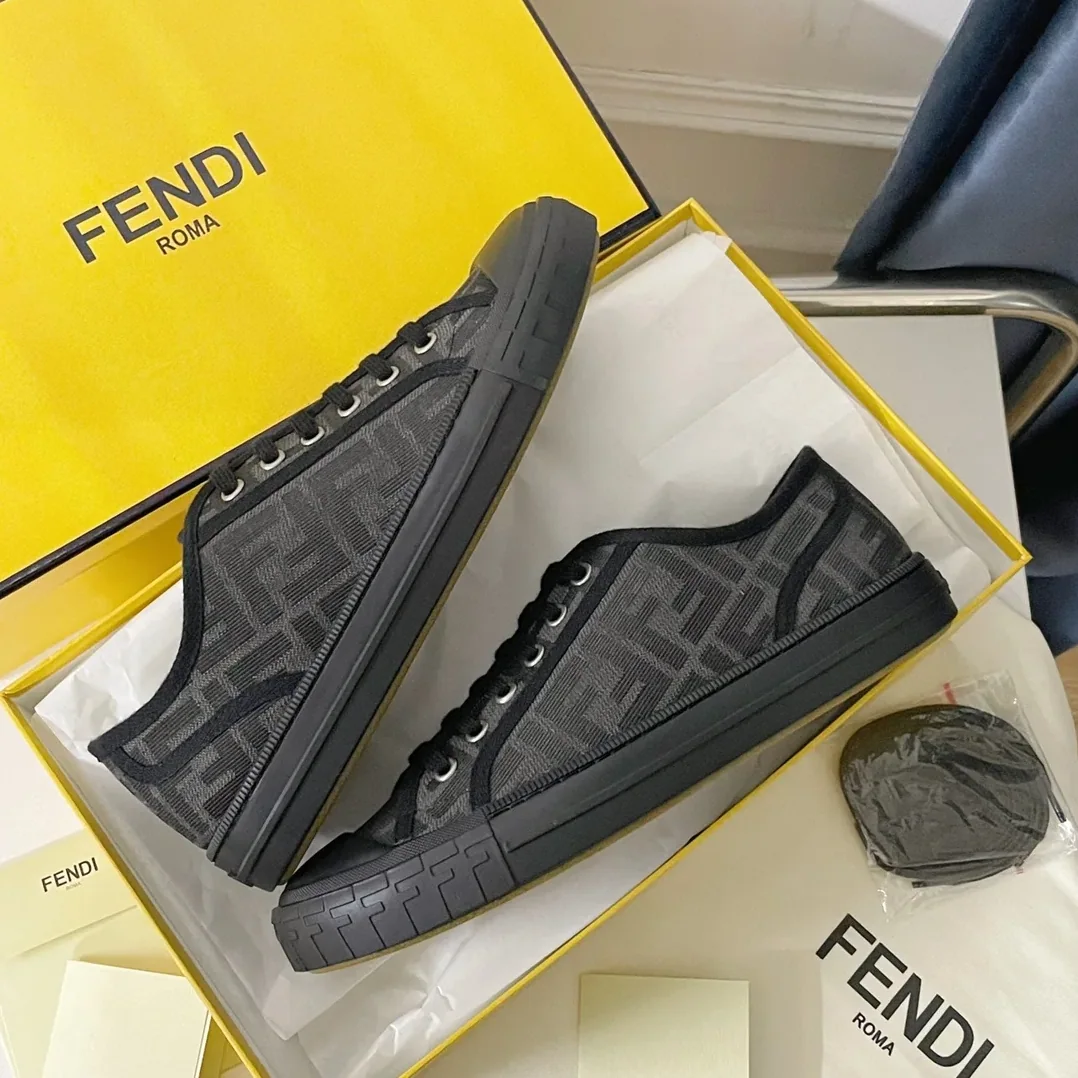 Fendi Domino Black FF Fabric Low in Tops