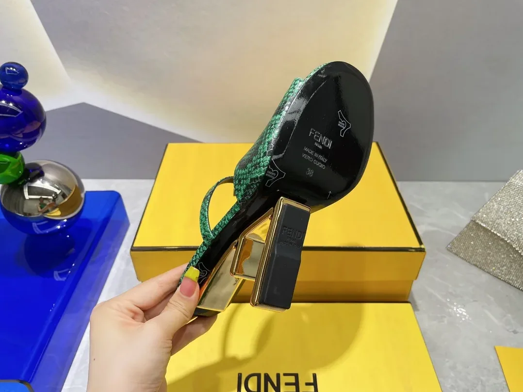 Fendi First Green Python High in Heeled Sandals Fendi First Green Python High in Heeled Sandals