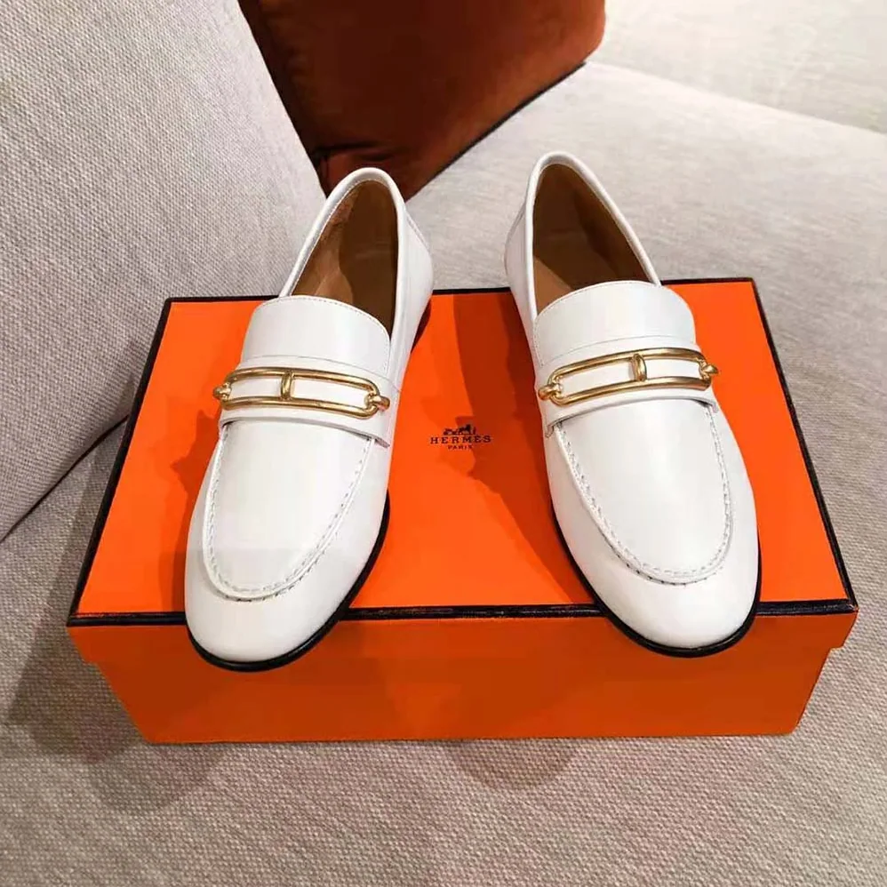 Hermes Colette Loafer in Calfskin Leather for Women in White Hermes Colette Loafer in Calfskin Leather for Women in White