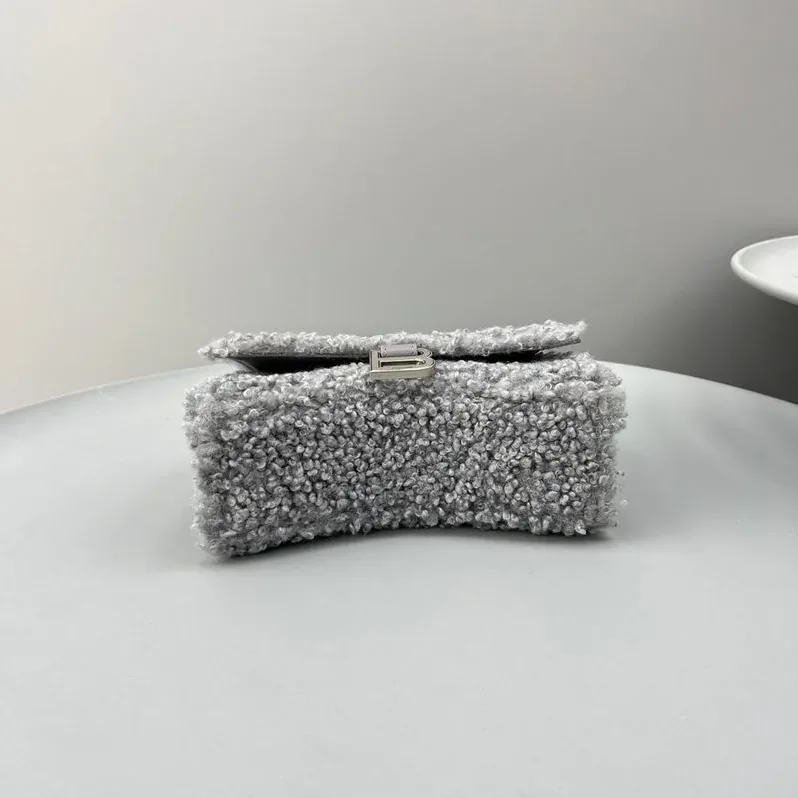 Furry Hourglass Small Handbag Black in Grey/Pink / Furry Hourglass Small Handbag Black in Grey/Pink /