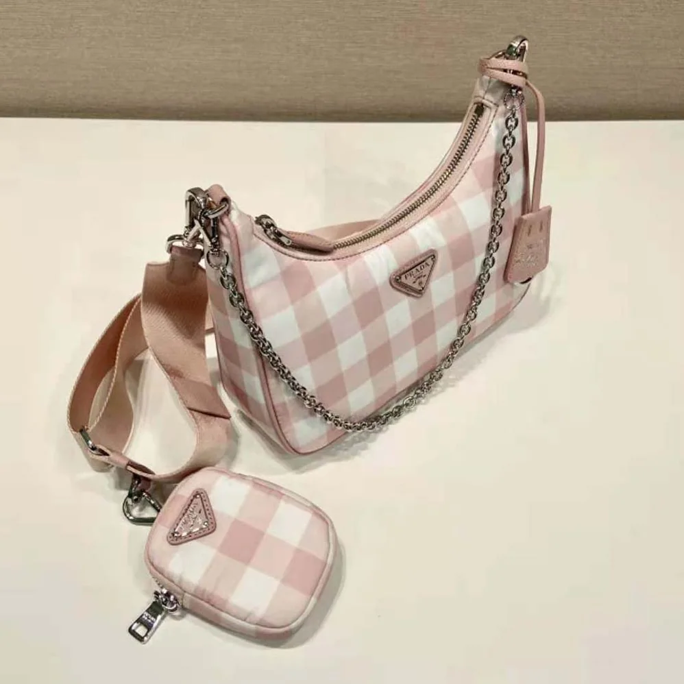 Prada Re-Edition 2005 Printed Re-Nylon Bag for Women in Pink
