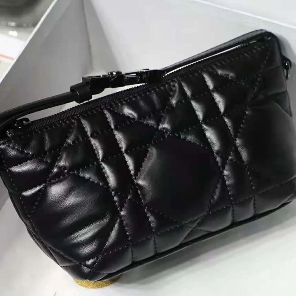 Dior Small Diortravel Nomad Pouch Black Macrocannage Calfskin for Women