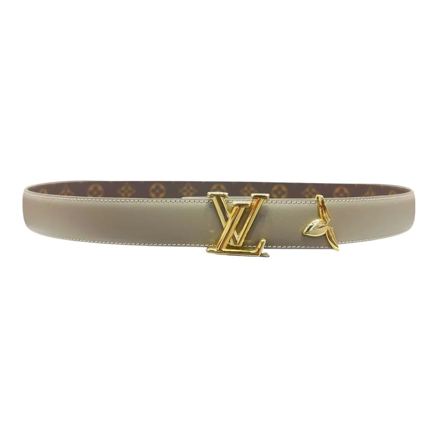 Amazing Iconic Reversible Monogram Grey in Beige Belt