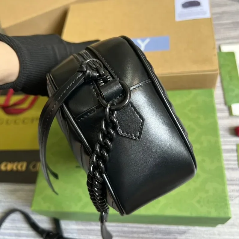 Gucci Marmont Matelasse Shoulder Bag in Black Matelasse Black Hardware Gucci Marmont Matelasse Shoulder Bag in Black Matelasse Black Hardware