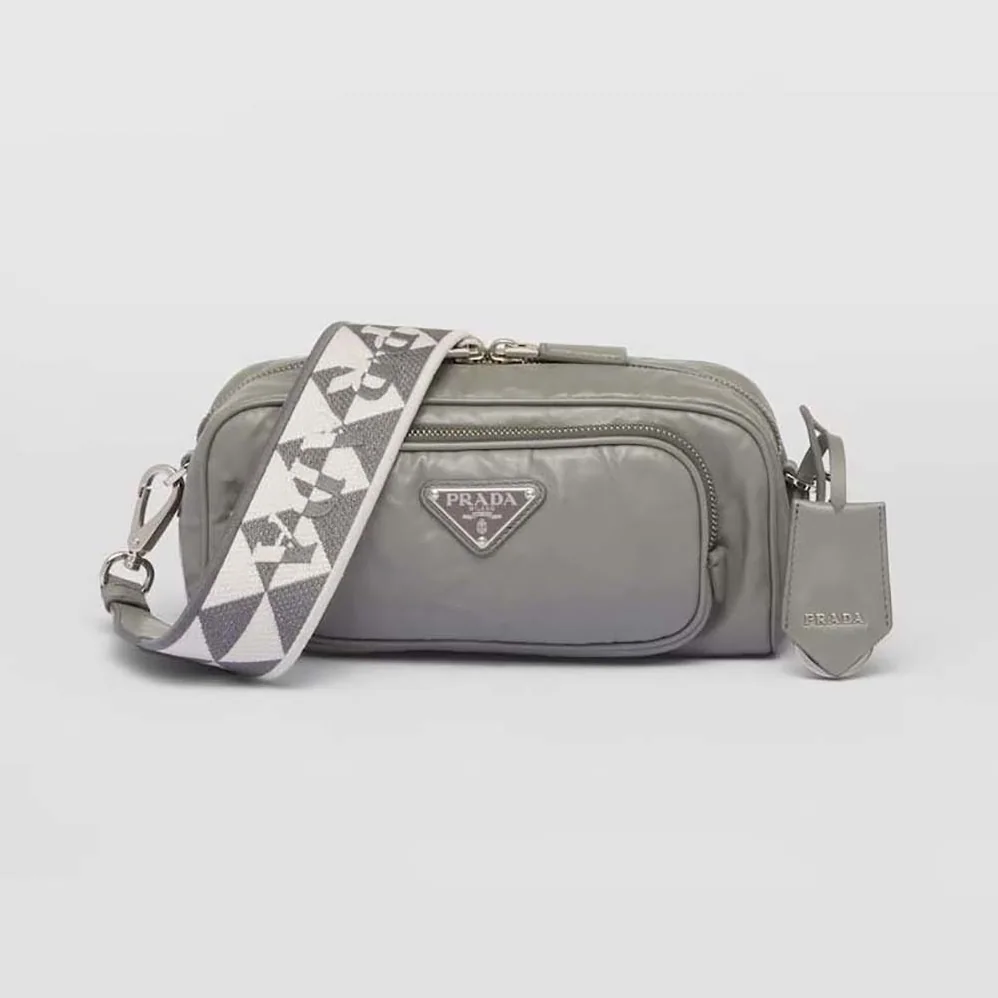 Prada Nappa Antique Leather Multi-Pocket Shoulder Bag for Women in Gray