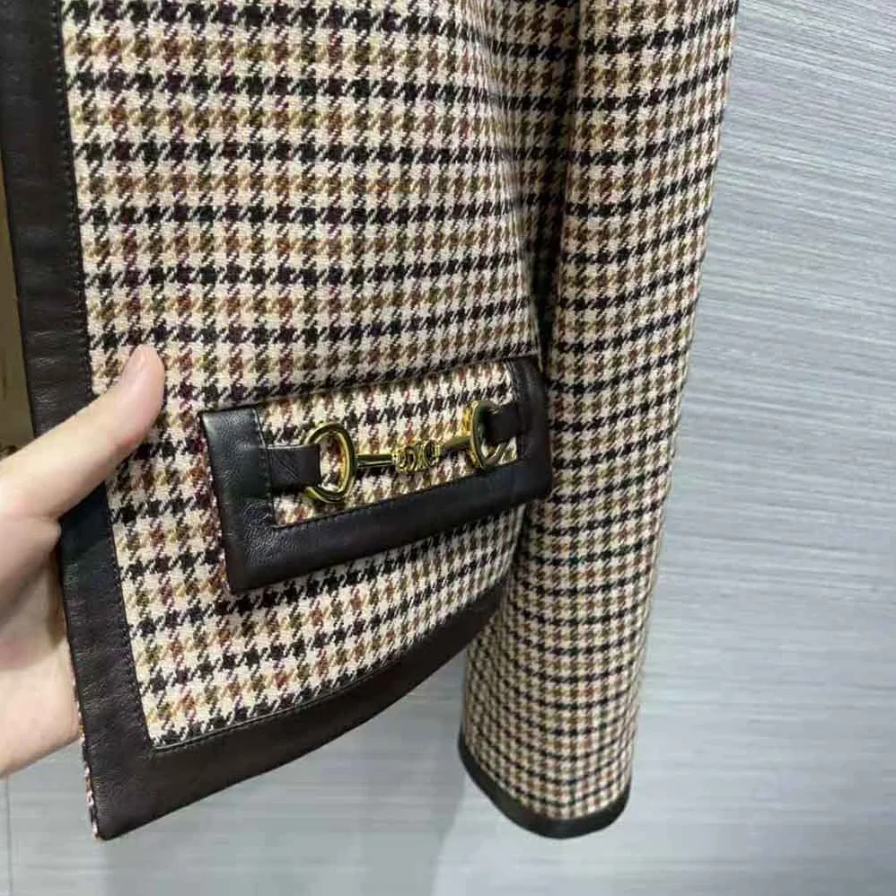 Celine Chasseur Jacket in Houndstooth Wool for Women Celine Chasseur Jacket in Houndstooth Wool for Women