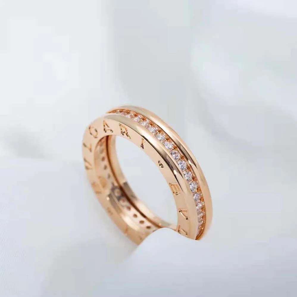 Bvlgari B.zero1 One-Band Ring in 18 KT Rose Gold Set with Pave Diamonds on the Spiral for Women