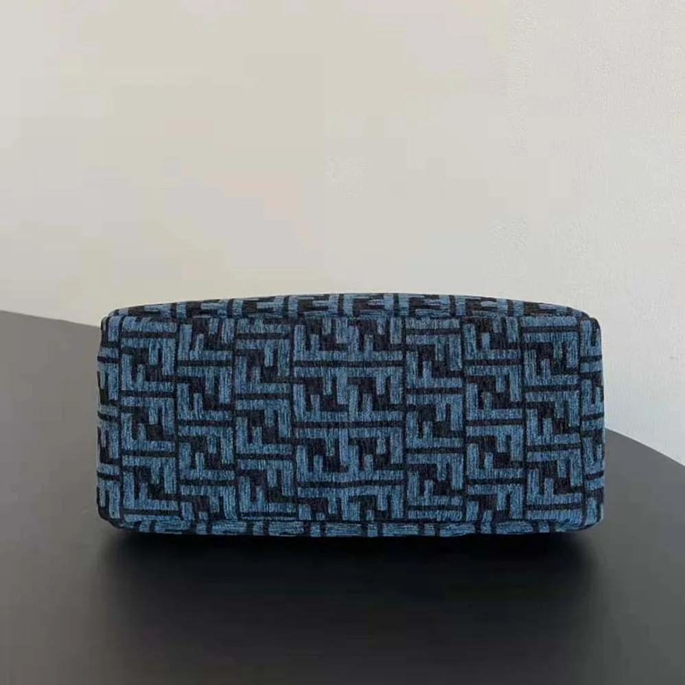 Fendi Fendi O'Lock Zipper Dark Blue Tapestry Fabric Bag for Women Fendi Fendi O'Lock Zipper Dark Blue Tapestry Fabric Bag for Women