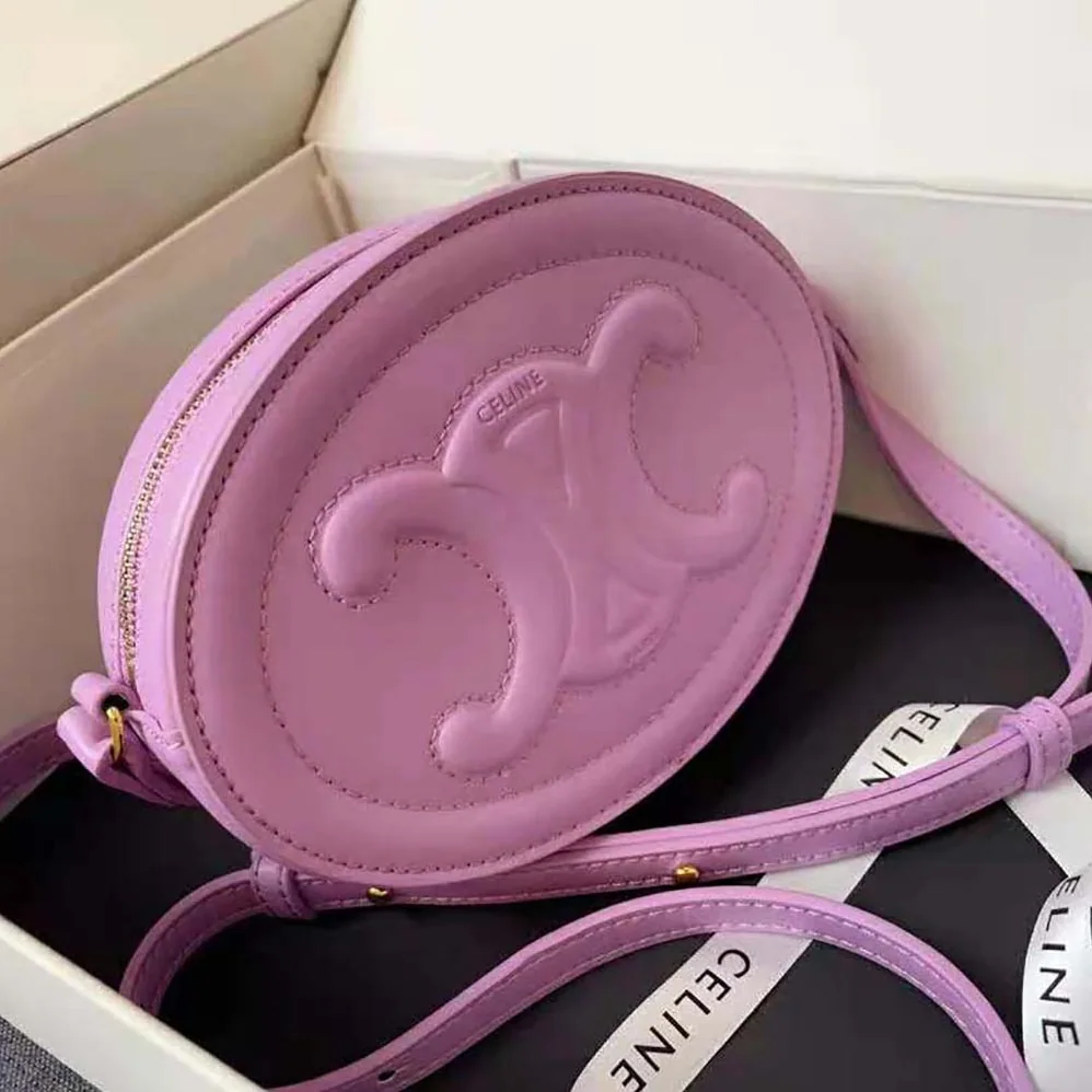 Celine Crossbody Oval Purse Cuir Triomphe in Smooth Calfskin for Women in Purple Celine Crossbody Oval Purse Cuir Triomphe in Smooth Calfskin for Women in Purple