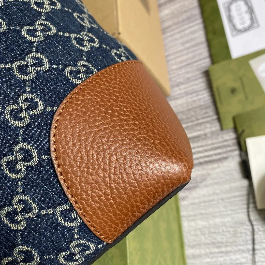 Gucci Ophidia GG Medium Tote Dark Blue And Ivory Eco Washed Organic GG Jacquard Denim / Gucci Ophidia GG Medium Tote Dark Blue And Ivory Eco Washed Organic GG Jacquard Denim /