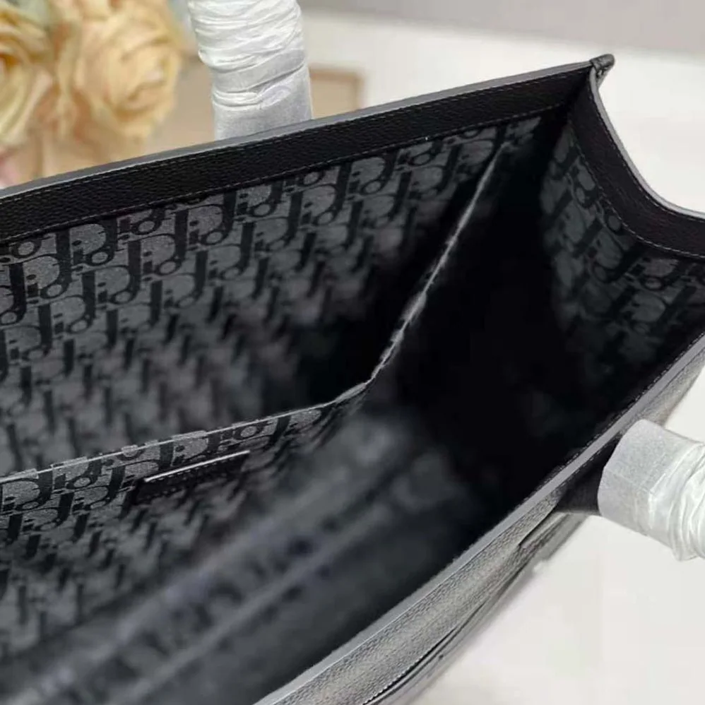 Dior Safari Tote Bag Black Grained Calfskin for Men