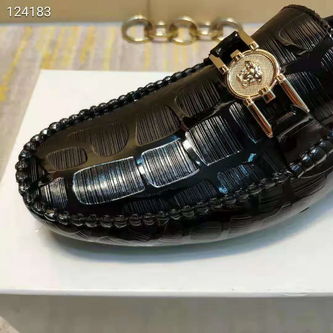 Versace Greca Embossed Driver Shoes for Men in Black
