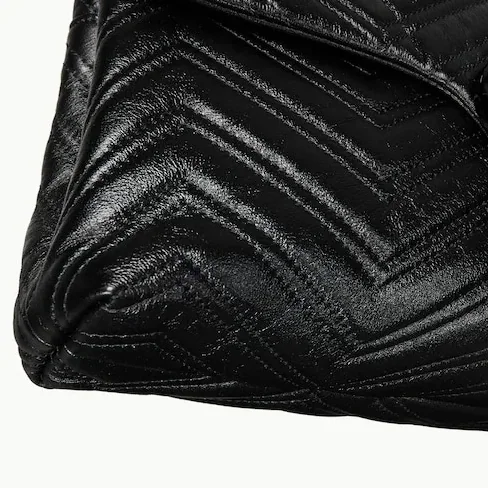 Gucci Marmont Medium Shoulder Bag in Black Tonal Enameled Hardware