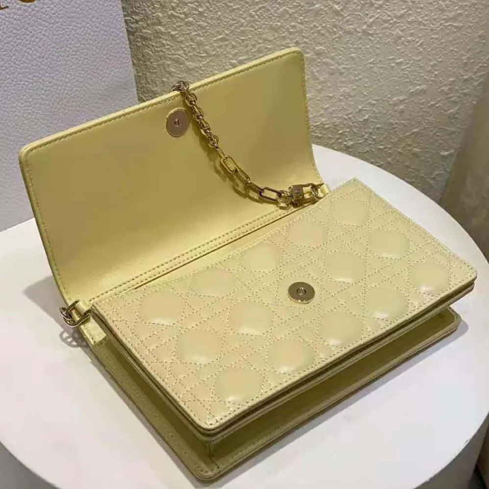 Dior Miss Dior Top Handle Bag Pastel Yellow Cannage Lambskin for Women