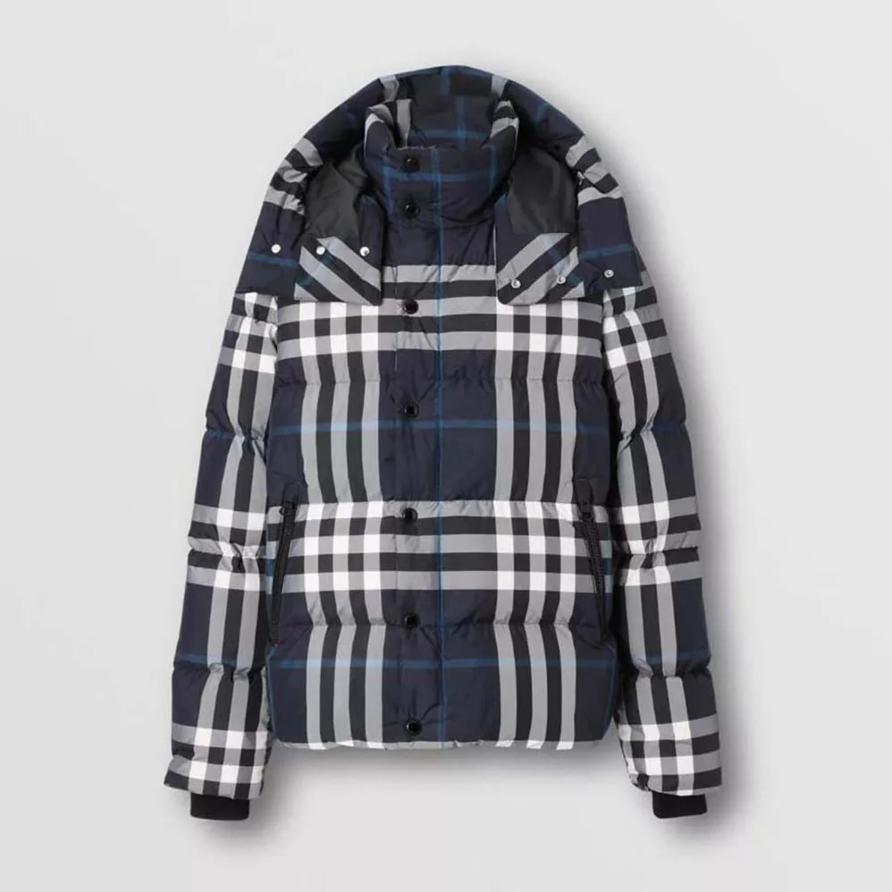 Burberry Detachable Hood Night Check Puffer Jacket for Women